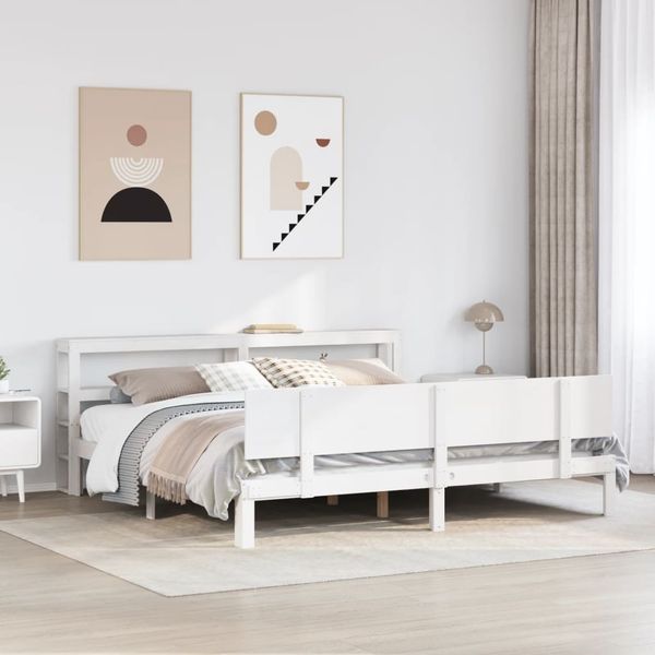 vidaXL Bettgestell mit Kopfteil ohne Matratze Weiß 200x200 cm 3306095