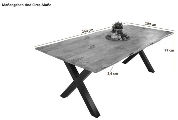 SAM® Baumkantentisch Panther, Mangoholz, Baumkante, verschiedene Metallgestelle Bild 4