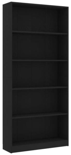 vidaXL Bücherregal 5 Fächer Schwarz 80x24x175 cm Holzwerkstoff 800919