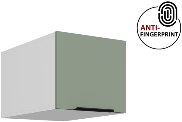 Küchen Aufsatzschrank 40 cm ARIA Aquamarin ultra matt + Weiss matt, hochwertige Fronten mit Anti Fingerprint Beschichtung Küchenzeile Küchenblock