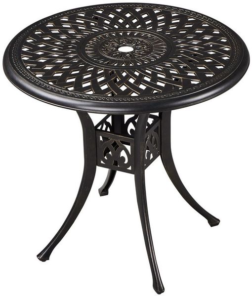Yaheetech Gartentisch Runder Bistrotisch mit Schirmloch aus Aluminium, ø78 cm Balkontisch im Vintage-Stil für Garten/Balkon/Terrasse/Veranda