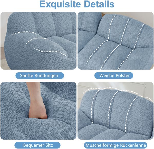 Modulares Ecksofa aus granuliertem Fleece, 3-Sitzer/L-Form, 228x165x79 cm, blau Bild 8