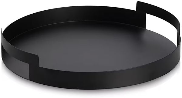 ZELLER 27460 Serviertablett aus Metall, schwarz ca. Ø 33x5,5 cm