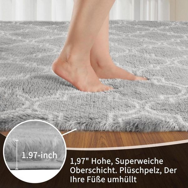 LuxusKollektion Hochflor-Teppich Teppich Hochflor Grau Hellgraue Laterne 200 x 300 cm Rechteckig