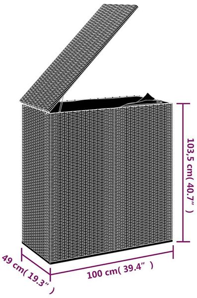 vidaXL Garten-Kissenbox PE Rattan 100x49x103,5 cm Schwarz 317223 Bild 7