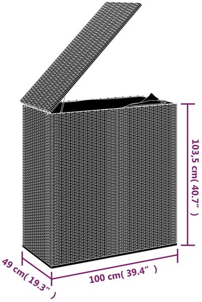 vidaXL Garten-Kissenbox PE Rattan 100x49x103,5 cm Schwarz 317223 Bild 6