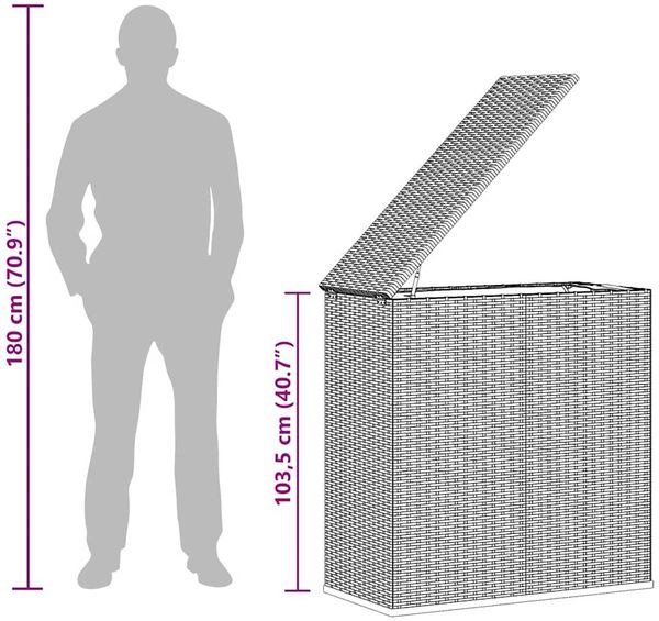 vidaXL Garten-Kissenbox PE Rattan 100x49x103,5 cm Schwarz 317223 Bild 9