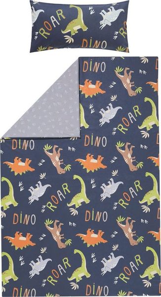 Erwin Müller Kinderbettwäsche Kinder-Wendebettwäsche, Baumwolle, Feinbiber Schriftzug: Dino, Roar/Tiermotive: Dinos
