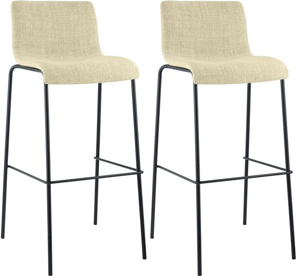 CLP 2er Set Barhocker Hover stapelbar Stoffbezüge Vierfußgestelle bis 150 kg,creme schwarz