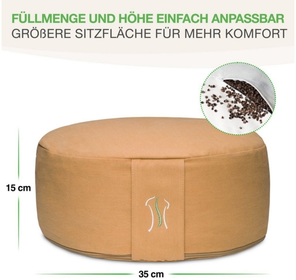 BACKLAxx® Meditationskissen Rund, H: 15cm im Set (inkl. gratis Videokurs), unifarben Bild 2