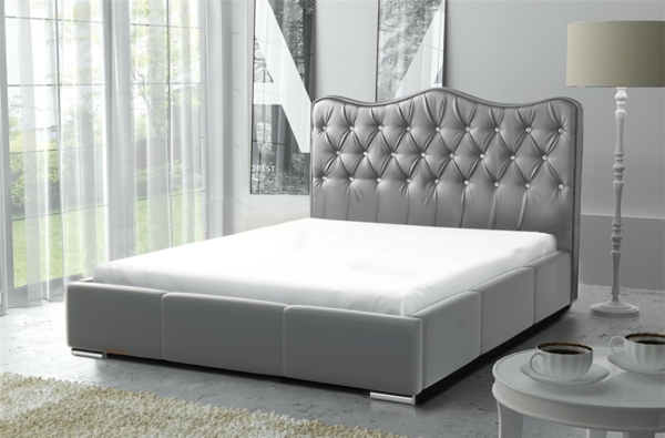 Polsterbett Bett Komplettset SULTAN Kunstleder Grau 140x200 cm