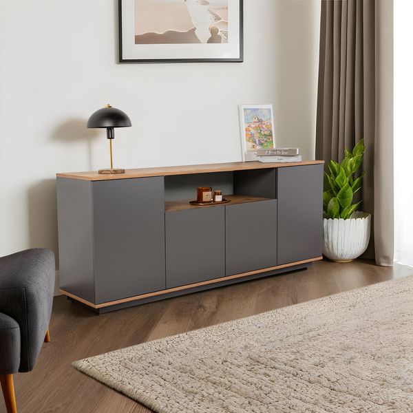 Konsole, 'Arista', 75 x 44,5 x 180, Anthrazit, Atlantische Kiefer