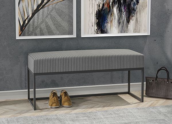 AX LIVING Sitz Bank Acciarolli 90 cm – Grau, schwarzes Metallgestell