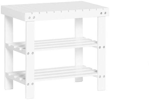 SoBuy FSR02-K-W Schuhbank, Massivholz, Lackiert, Weiß, 50 x 45 x 29 cm