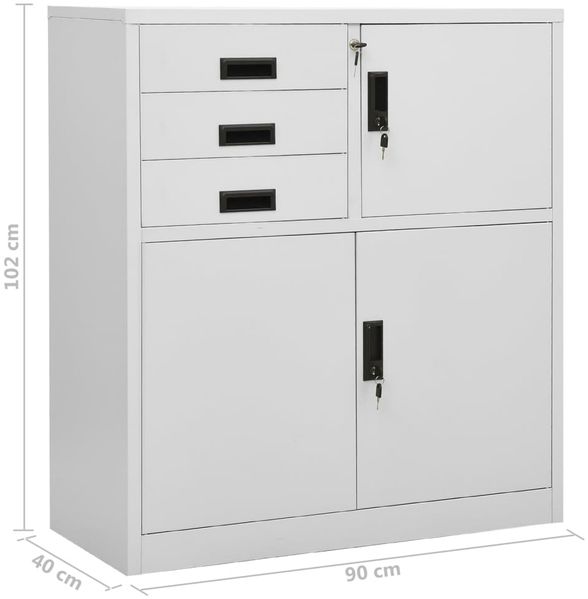 vidaXL Büroschrank Hellgrau 90 x 40 x 102 cm Stahl [336406] Bild 10