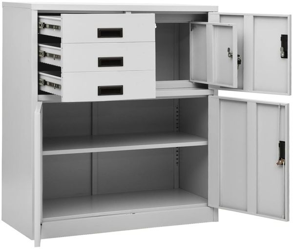 vidaXL Büroschrank Hellgrau 90 x 40 x 102 cm Stahl [336406] Bild 6