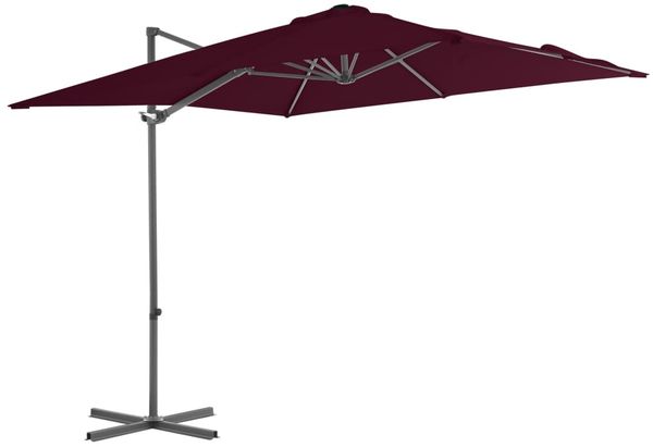 Sonnenschirm, Ampelschirm, Gartenschirm mit Stahl-Mast 250x250 cm Bordeauxrot