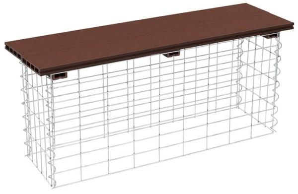 Gabionenbank Gabionen Sitzbank 100x30x43cm Gartenbank WPC Draht Bank dunkelbraun