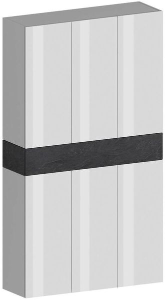 Dmora Schuhregal Charoite, platzsparendes schuhregal mit 7 türen, multifunktionale eingangsgarderobe, 114x35h200 cm, Weiß und Schiefer