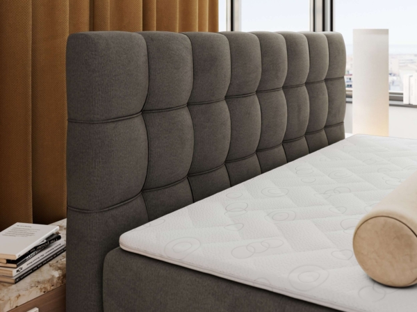 Boxspringbett ALTIVO KING DUO, Doppelbett mit Stauraum Multipocket-Matratze und Topper Bett mit Kopfteil, Fußteil - 120x200 cm - Dunkelgrau Velvet - H3 Bild 3