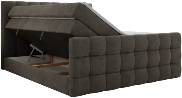 Boxspringbett ALTIVO KING DUO, Doppelbett mit Stauraum Multipocket-Matratze und Topper Bett mit Kopfteil, Fußteil - 120x200 cm - Dunkelgrau Velvet - H3 Bild 5