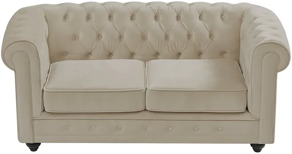 Vente-unique - CHESTERFIELD Sofa SamtStoff Beige - B 88 cm x H 72 cm x L 168 cm