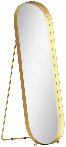 HOMCOM Standspiegel rechteckiger Ganzkörperspiegel mit abgerundeten Ecken (für Schlafzimmer, Wohnzimmer, 1-St, zum Aufstellen auf dem Boden oder an die Wand), 40 x 6 x 160 cm, Gold