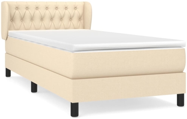 vidaXL Boxspringbett mit Matratze Creme 90x190 cm Stoff 3126450