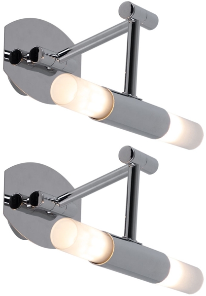 2er Set LED Wandlampe, Glas weiß, beweglicher Spot, T 26 cm