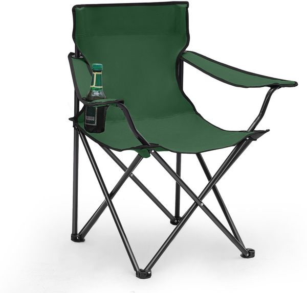 Sunula Campingstuhl Faltbar Anglerstuhl Ultraleicht Faltstuhl mit Armlehnen, mit Getränkehalter, mit Tragetasche, bis max. 100 kg, Grün