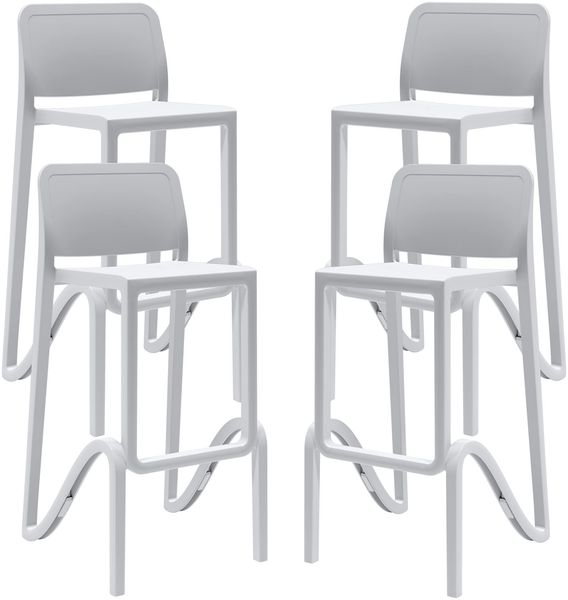 Gardenia Hocker, hoch, stapelbar, für Innen- und Außenbereiche, aus Polypropylen, Giano, Weiß, hergestellt in Italien, für Zuhause, Bar, Restaurant