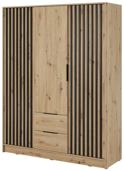 Compleo Kleiderschrank LISA Drehtürenschrank mit Lamellen, 3-türig Schrank, 150 cm