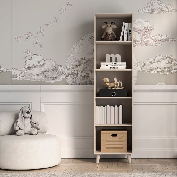 Lomadox Bücherregal MODICA-131, sandbeige mit fühlbarer Struktur, 8 offene Fächer, 50cm Breit