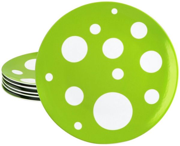 MamboCat Speiseteller Pula grün 6x Speiseteller Ø27cm Porzellan 6 Pers Essteller Punkte