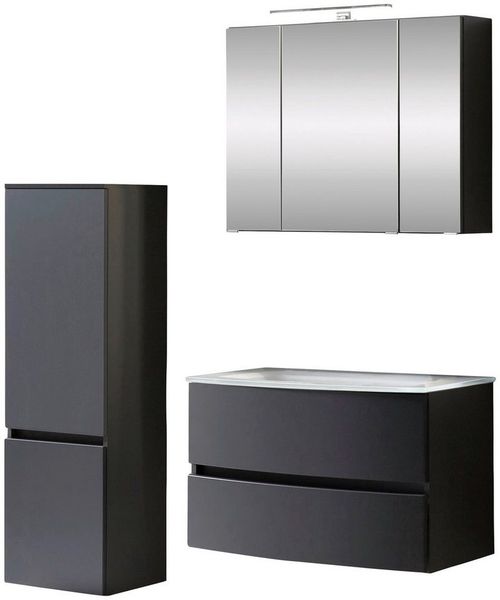 welltime Badezimmer-Set Kaunas, (Set, 3-St), bestehend aus Waschtisch-Set mit Midischrank, Breite 120 cm