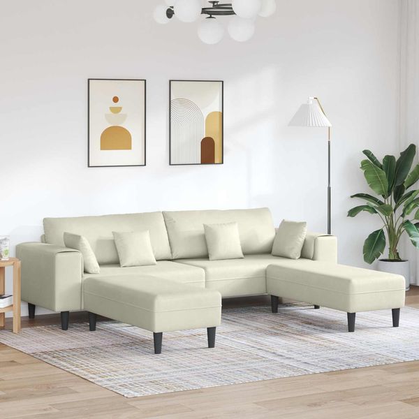 vidaXL Sofa 3 pcs Creme 250 x 188 x 76 cm Samt 3335179