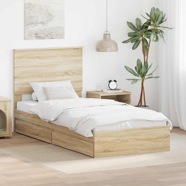 vidaXL Aufbewahrungsbett Sonoma-Eiche 100 x 200 cm Holzwerkstoff 3409582