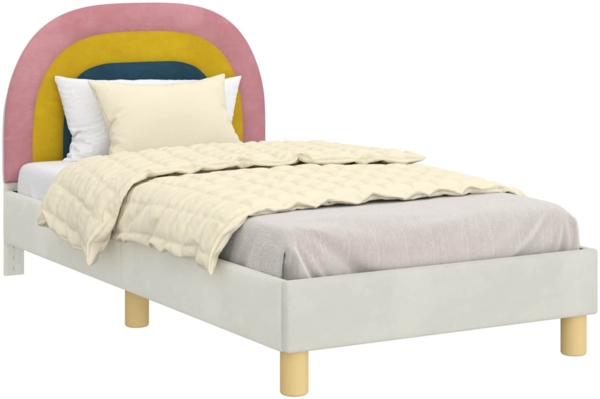 vidaXL Kinderbettgestell mit Kopfteil Creme 80x160 cm Samt 42011006
