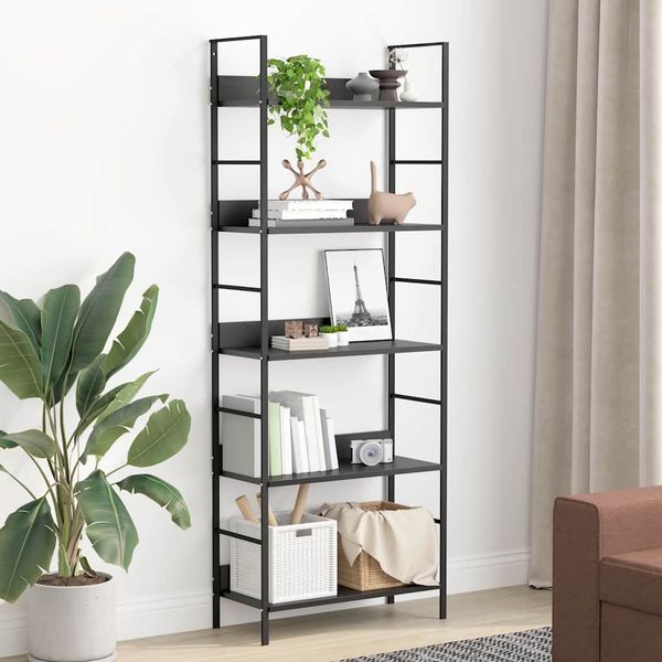 vidaXL Bücherregal 5 Regalböden Schwarz 60x27,6x158,5 cm Holzwerkstoff 288226