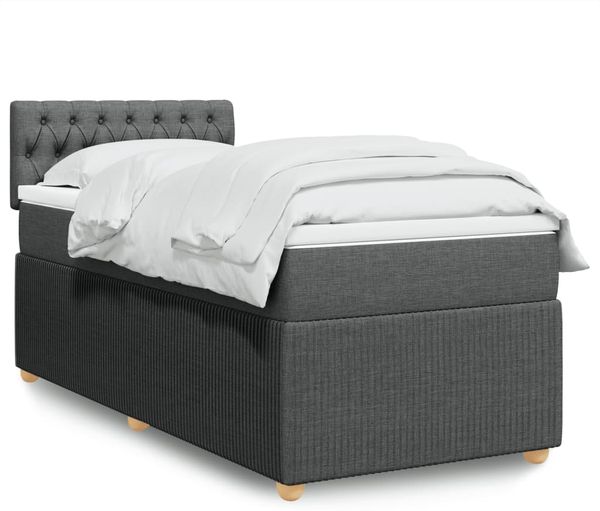 vidaXL Boxspringbett mit Matratze Dunkelgrau 90x190 cm Stoff 3287319