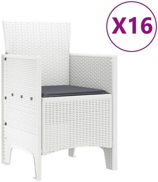 vidaXL Garten Essgruppe mit Kissen 17 pcs Weiß Poly-Rattan 3378665 Bild 4