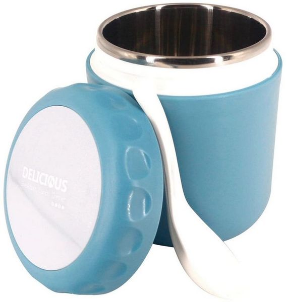 Venkuber Thermobehälter Edelstahl, 400ml Warmhaltebehälter Essen Lunchbox Löffel, Edelstahl, für Suppen, Speisen, Müsli