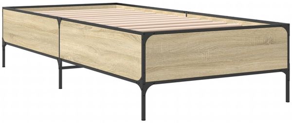 vidaXL Bettgestell Sonoma-Eiche 90x200 cm Holzwerkstoff und Metall 844967 Bild 6