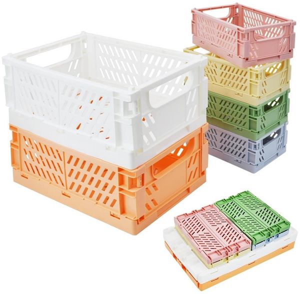 TUWENA Faltbox 6-stück Faltbox Klappkiste Bunt Kunststoff Kiste Organizer Regalkörbe