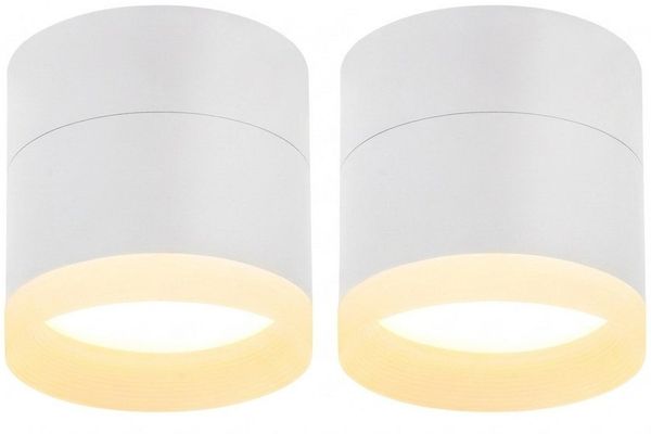ZMH LED Deckenstrahler Weiß Rund 3000K 5W GX53 Deckenlampe Acryl Wohnzimmer 2-er Set, Augenschutz, LED fest integriert, Warmweiß, 5101 LM Kleine Aufbaustrahler für Flur Schlafzimmeer
