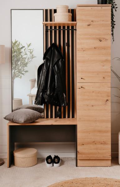 Kompaktgarderobe Madem in Artisan Eiche und Anthrazit 122 x 190 cm