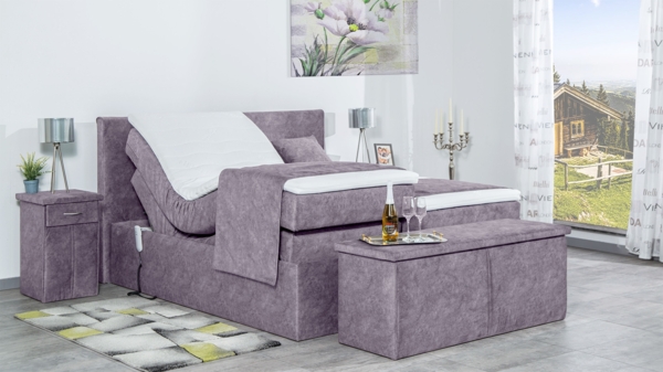Meisterbetten Boxspringbett Nado 180x220 in DS-Grau, Matratzenbezug Nano, Ergoflex-Topper