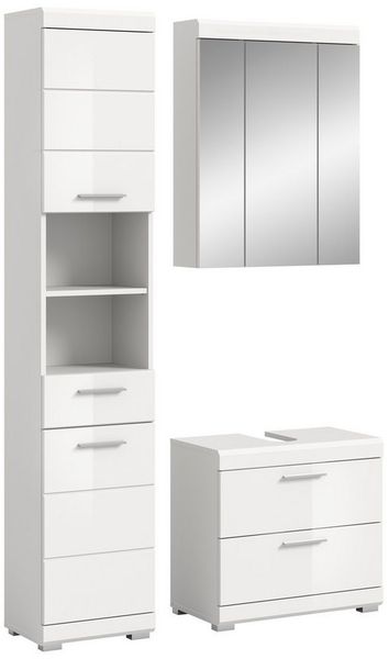 INOSIGN Badmöbel-Set Siena, 3 teilig, bestehend aus:, (Set), Hochschrank, Waschbeckenunterschrank, Spiegelschrank