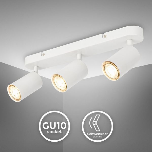 B.K.Licht Deckenspot Deckenlampe schwenkbar, GU10 Deckenleuchte, ohne Leuchtmittel, 39 cm Länge weiß Schlafzimmerlampe