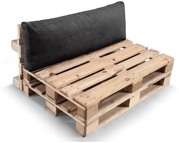 Gutekissen® Palettenkissen Gerippte Kissen mit Reißverschluss, Palettenauflagen Sitzkissen Rückenlehne Gerippt PWL (Rückenlehne 120x40, Schwarz)